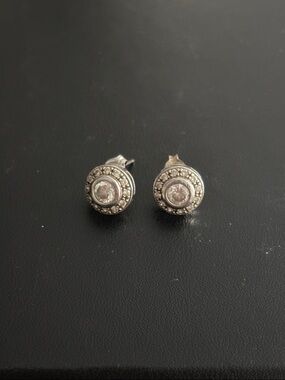 Classic Silver-Tone Crystal Stud Earrings